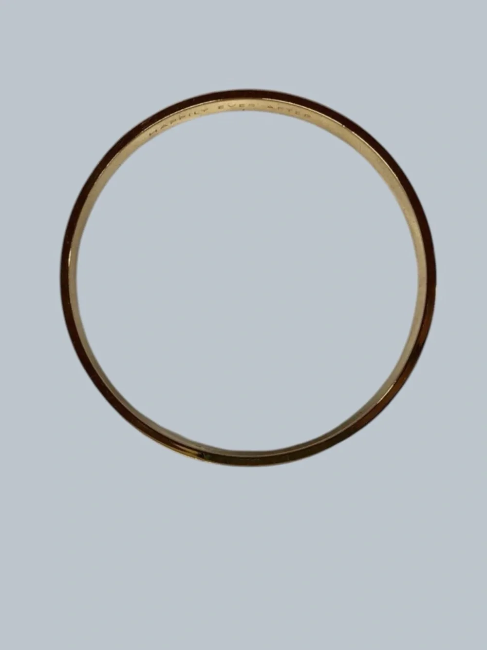 kate spade Gold Tone Engraved Bangle Bracelet “happily ever after” Bride 2466